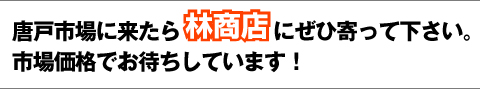 唐戸市場に来たら林商店にぜひ寄って下さい。市場価格でお待ちしています！
